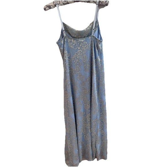 Marina Blue Metallic Silver Floral Cowl Slip Dress Size Size Small Ethereal Glam - Picture 5 of 7